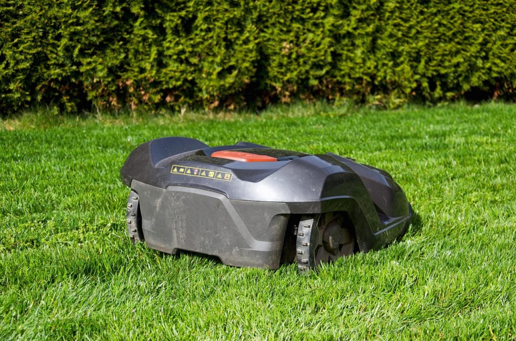 grass, lawn, summer, nature, garden, landscape, plant, equipment, lawn mower, robotic lawnmower, robot, garden maintenance, green, gardening